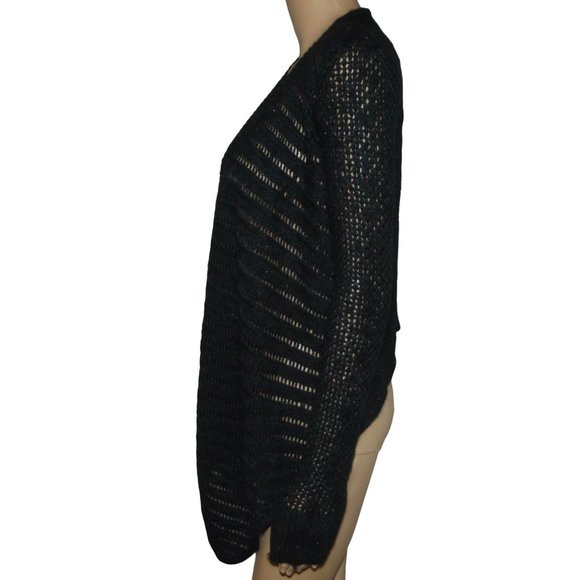 American Eagle Sweater Size XS Black shimmer Long cascading open front Cardigan - Picture 4 of 11